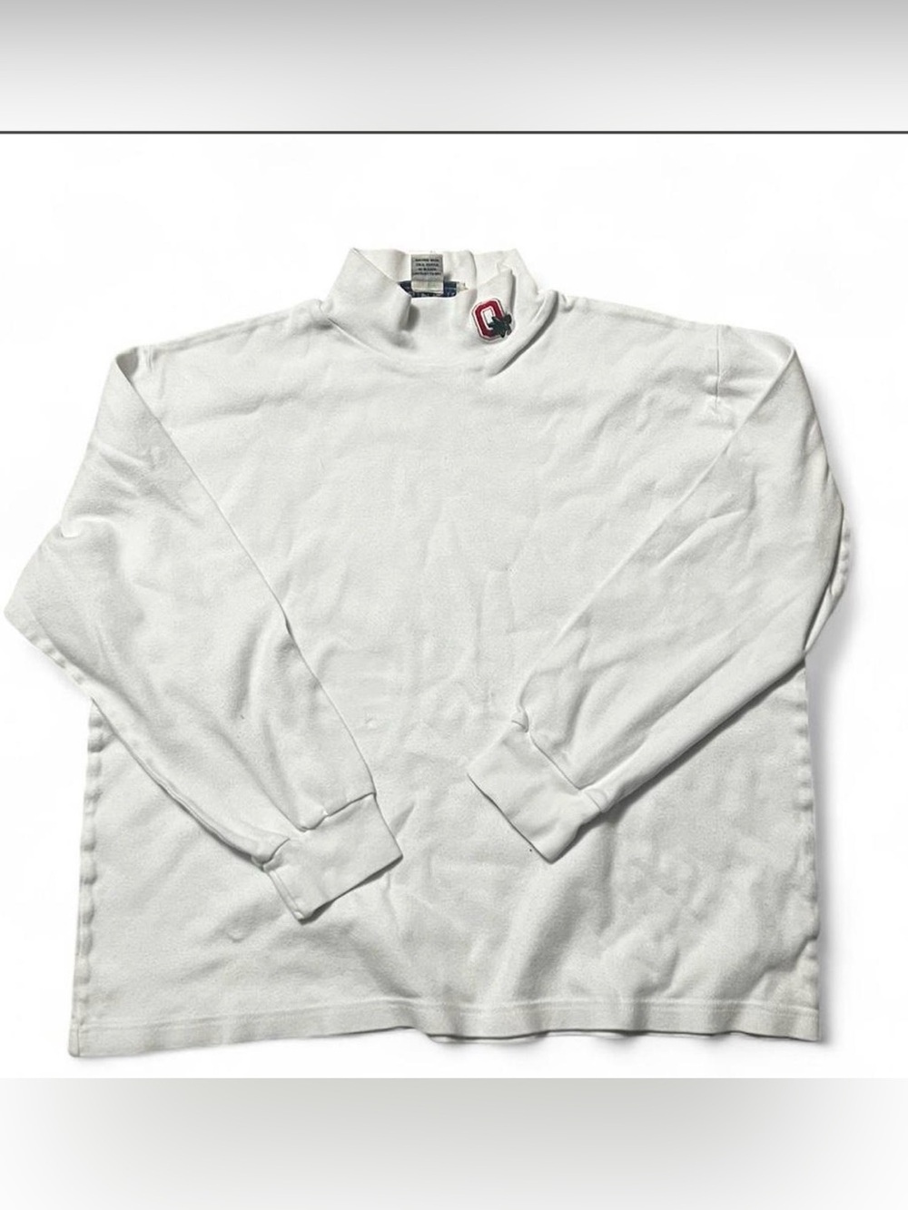 Women's White Mock Neck Long Sleeve Tee - Ohio State